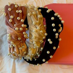 Three pearl knitted velvet headbands